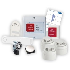 Kit Completo Wireless per Sistema Fermaporta, Porta a 1 Anta, 3 Rilevatore di fumo