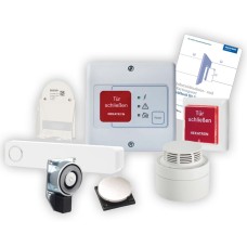 Kit Completo Wireless per Sistema Fermaporta, Porta a 1 Anta, 1 Rilevatore di fumo